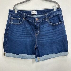 Lane Bryant Size 18 Mid-Rise Boyfriend Cuffed‎ Shorts Dark Blue Casual Summer